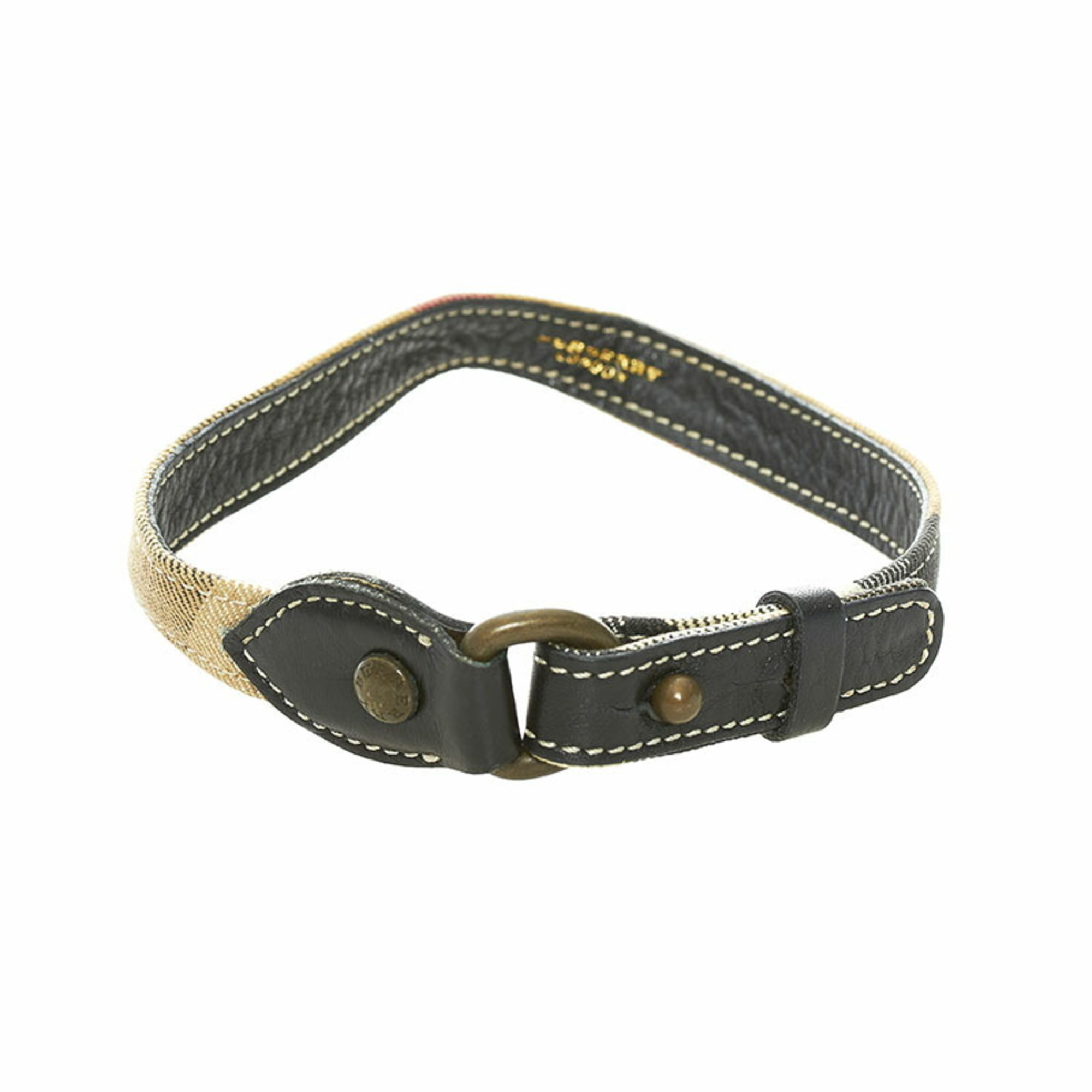 Burberry Nova Check Choker Beige Canvas Leather Ladies